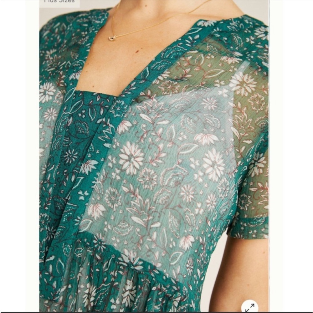 Anthropologie Maeve Adrian Dress Tunic Sheer with Slip Attached Size Small 💚🎀 - Picture 5 of 9